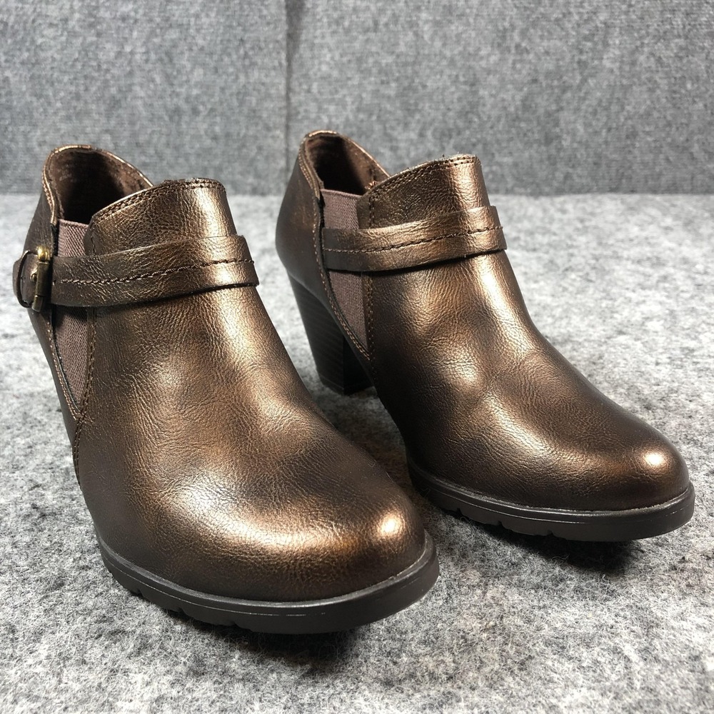 Canyon River Blues Ankle Booties‎ Girls Size 6.5 M Bronze Block Heel Buckle